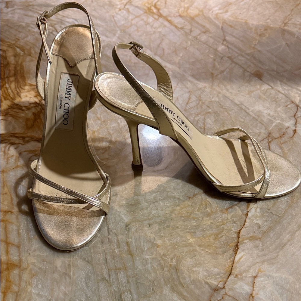 Jimmy Choo Gold Strappy Sandals